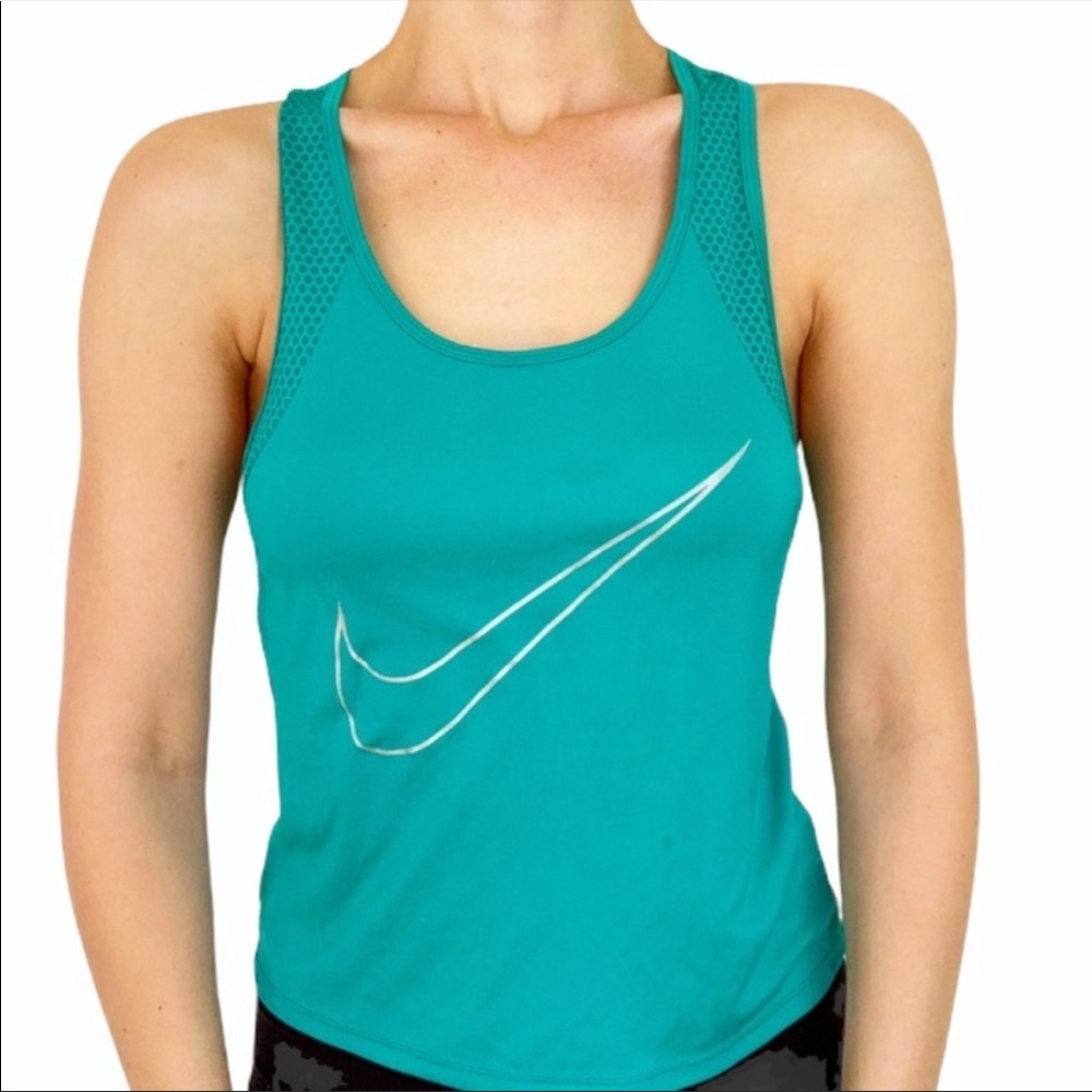 Nike DRI-FIT teal swoosh logo workout tank size XS